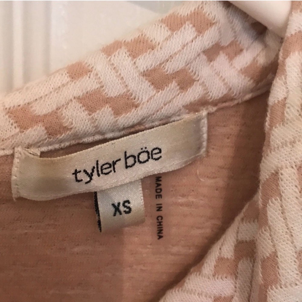 Tyler Boe Houndstooth Knit Dress in Tan and Cream - Picture 2 of 4